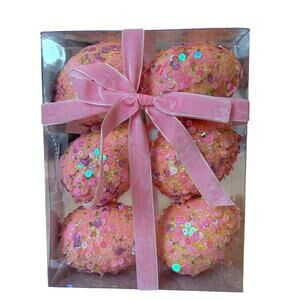 Martha Stewart Pink Sequined Easter Eggs Spring Bowl Filler Set of 6 NEW